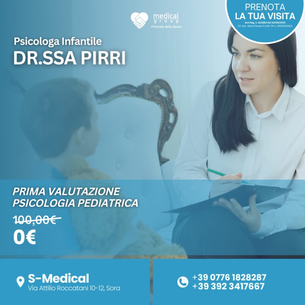 Tariffe del Mese Centro Multiservizi Riabilitativo Pediatrico S-Medical PRIMA VALUTAZIONE PSICOLOGIA PEDIATRICA DR.ssa pirri