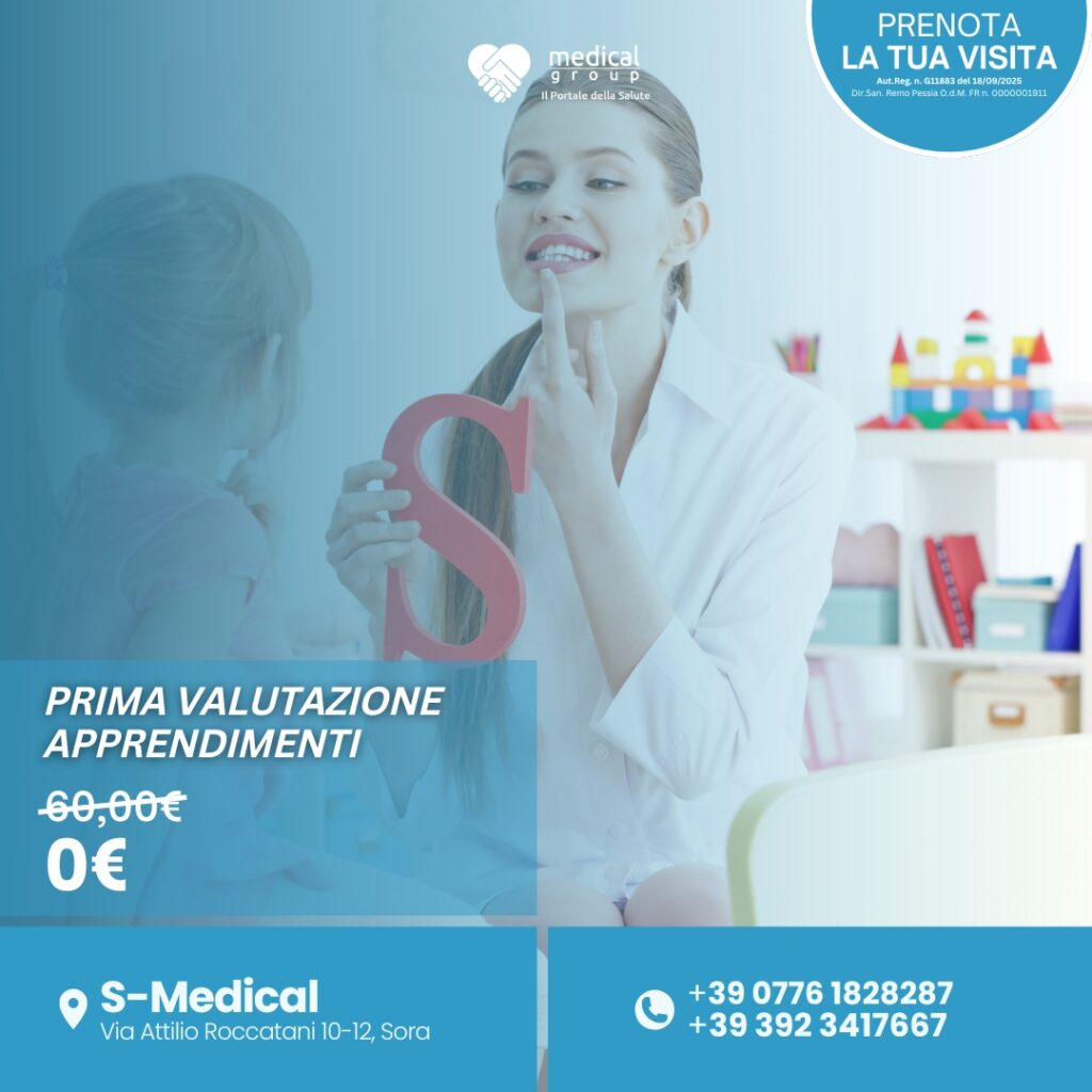 Tariffe del Mese Centro Multiservizi Riabilitativo Pediatrico S-Medical prima valutazione logopedica Apprendimenti