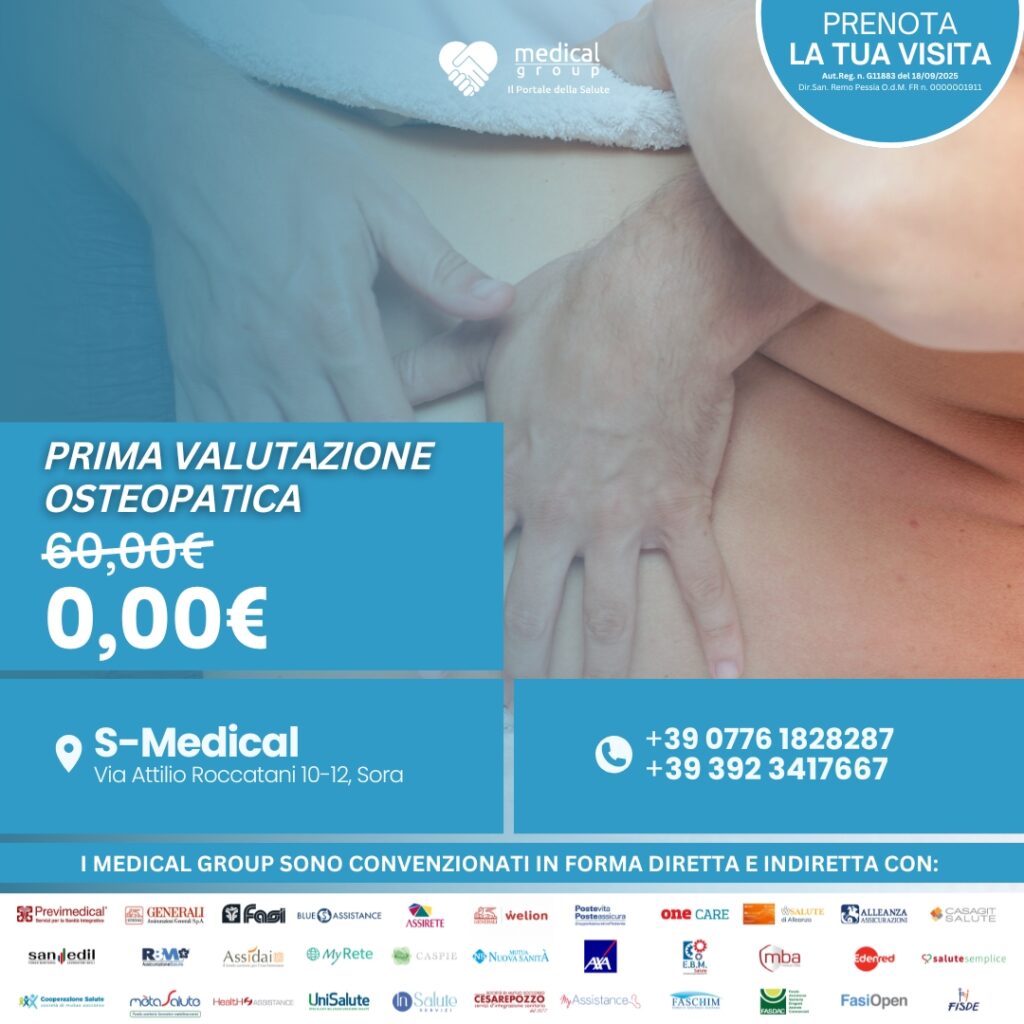 Tariffe del Mese Poliambulatorio S-Medical Sora Prima Valutazione Osteopatica - D.O. Capobasso