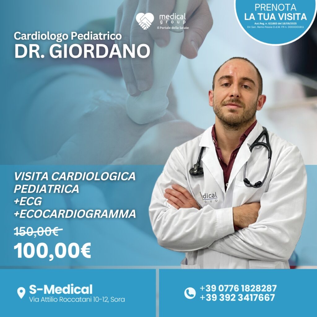 Tariffe del Mese Poliambulatorio Pediatrico S-Medical VISITA CARDIOLOGICA PEDIATRICA +ECG +ECOCARDIOGRAMMA DR. Giordano
