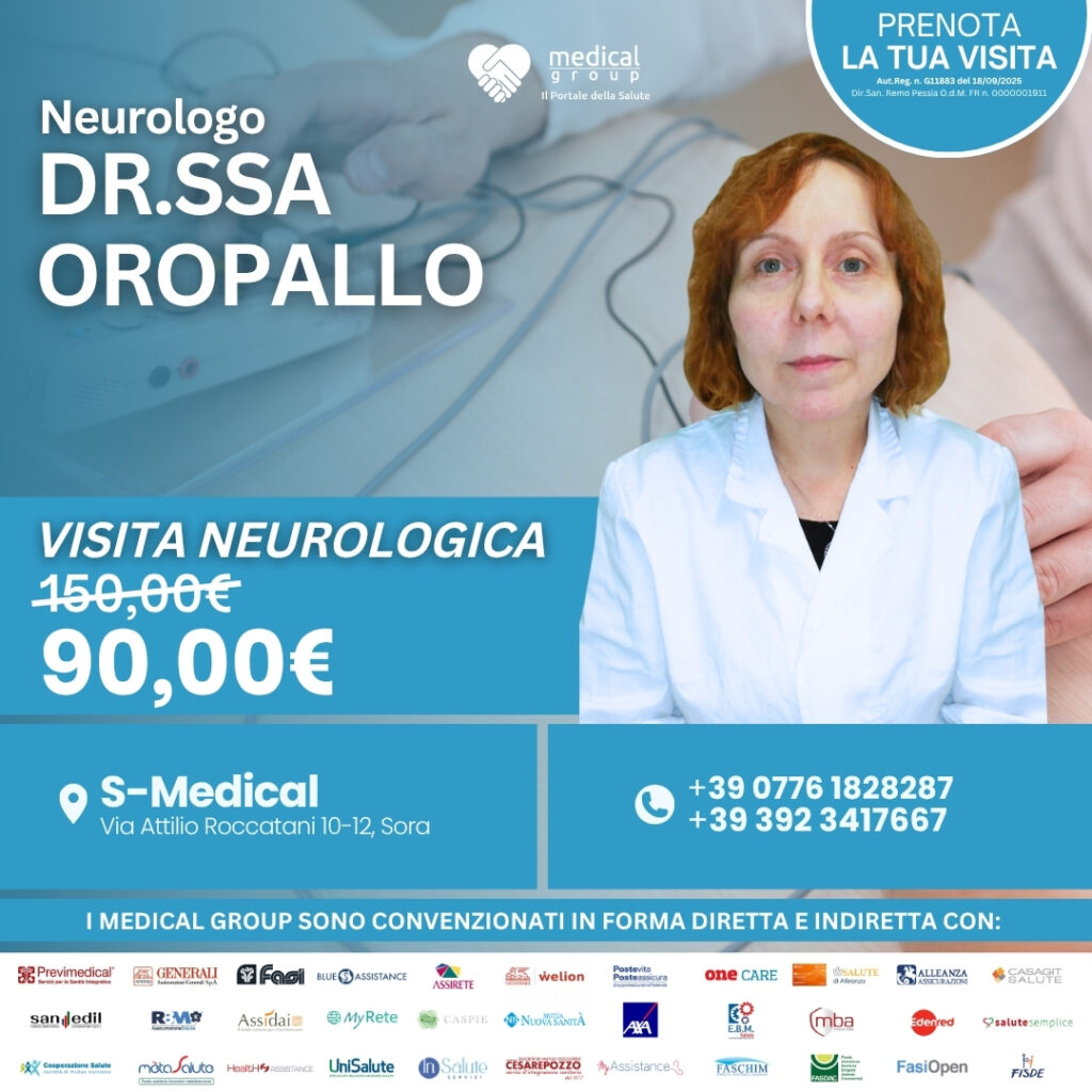Tariffe del Mese Poliambulatorio S-Medical Sora Visita Neurologica - Dr.ssa Oropallo