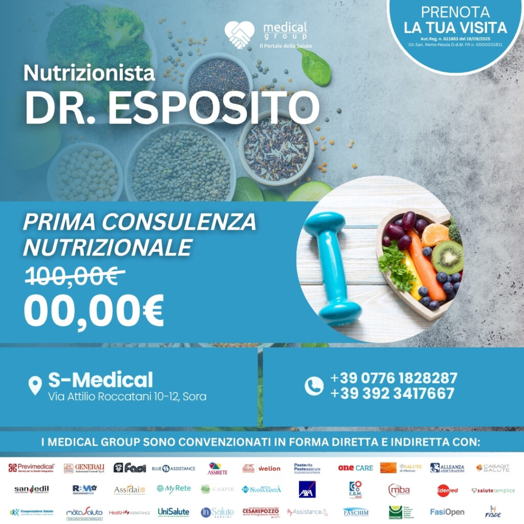 Tariffe del Mese Poliambulatorio S-Medical Sora Prima Consulenza Nutrizionale - Dr.Esposito