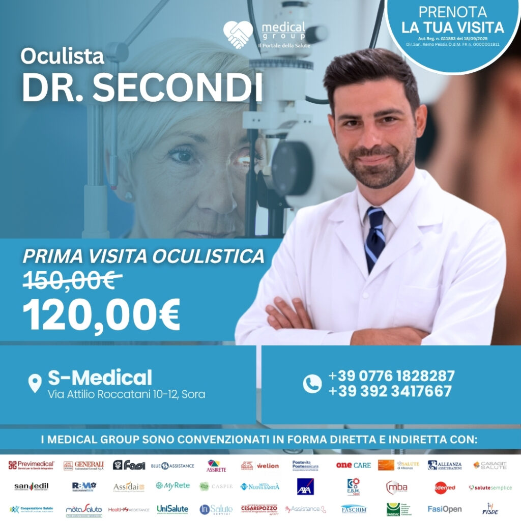 Tariffe del Mese Poliambulatorio S-Medical Sora Prima Visita Oculistica - Dr.Secondi