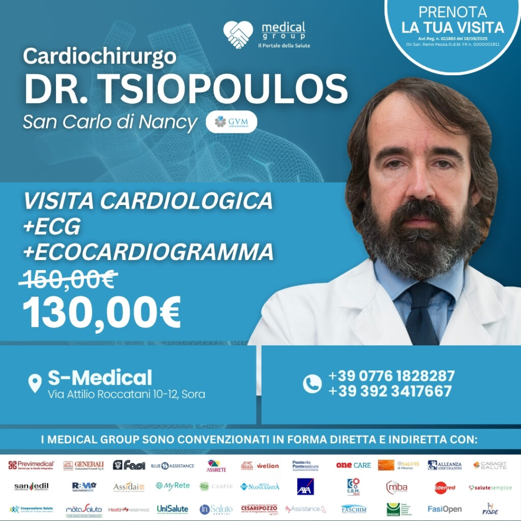 Tariffe del Mese Poliambulatorio S-Medical Sora VISITA CARDIOLOGICA + ECG + ECOCARDIOGRAMMA DOTT. TSIOPOULOS