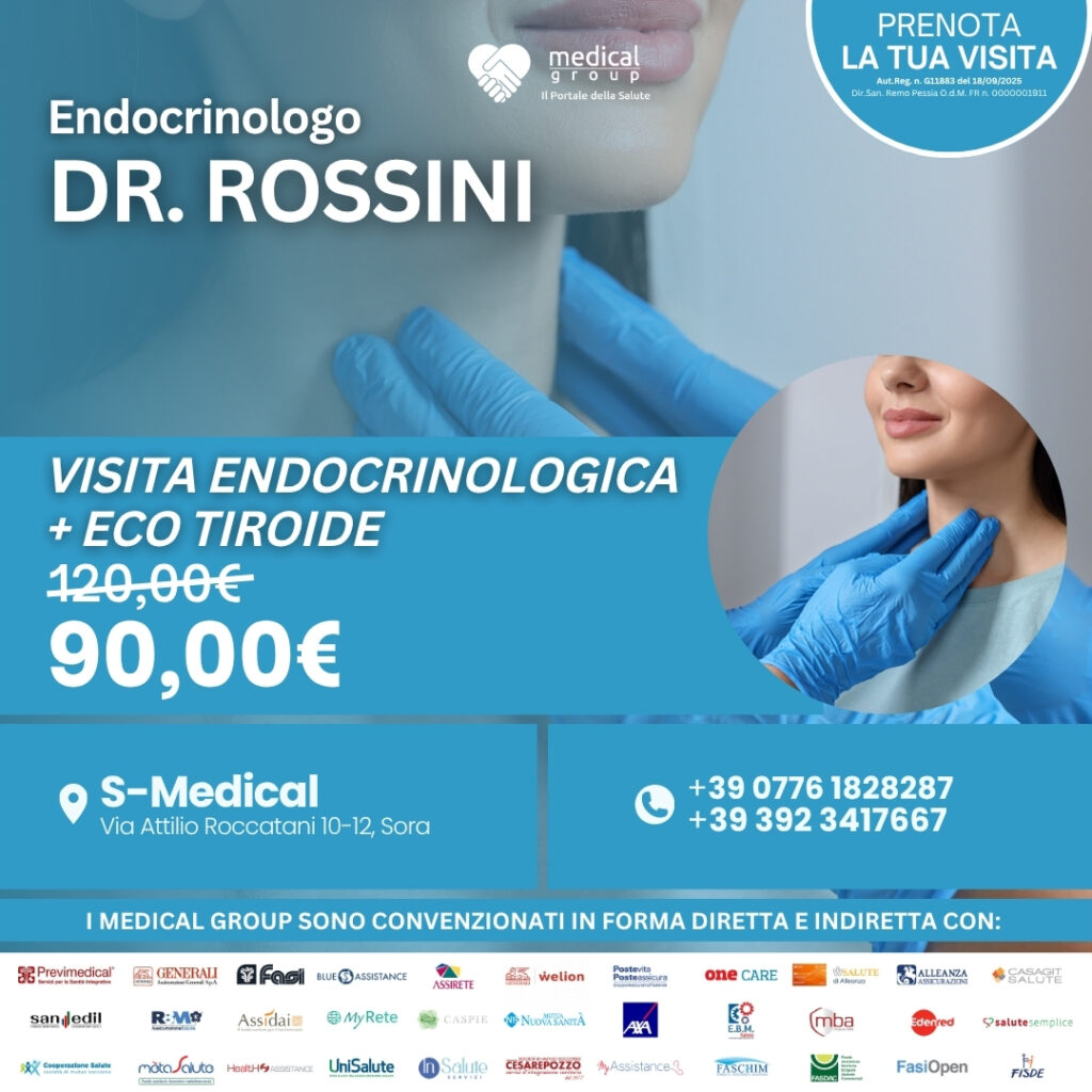 Tariffe del Mese Poliambulatorio S-Medical Sora VISITA ENDOCRINOLOGICa + ECO TIROIDE - Dr.Rossini
