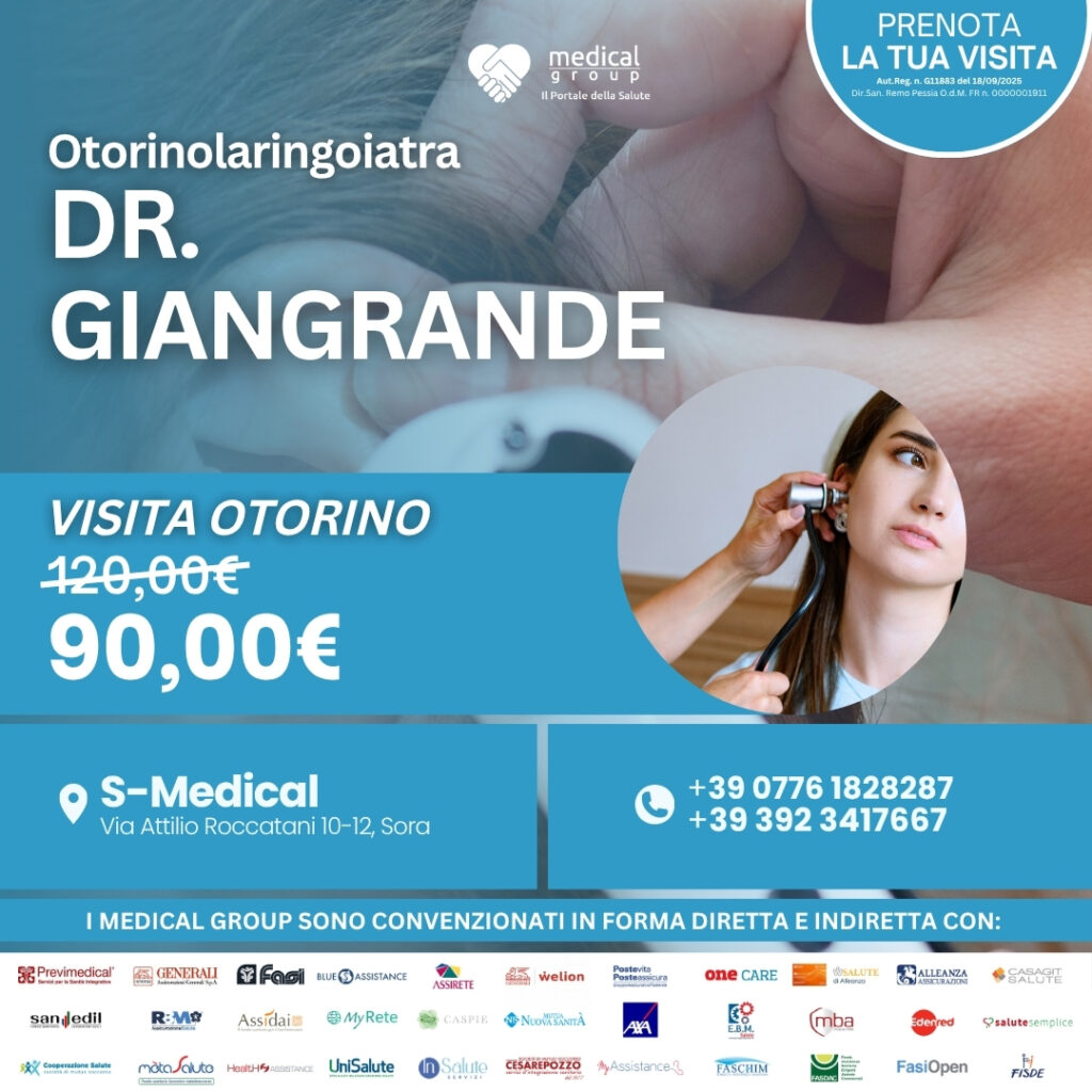 Tariffe del Mese Poliambulatorio S-Medical Sora VISITA OTORINO - Dr. Giangrande