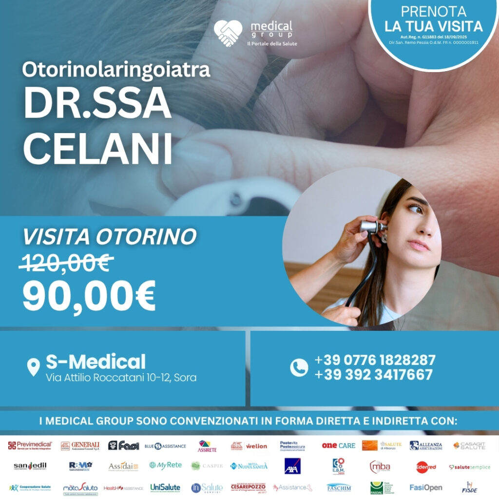 Tariffe del Mese Poliambulatorio S-Medical Sora VISITA OTORINO - Dr.ssa Celani