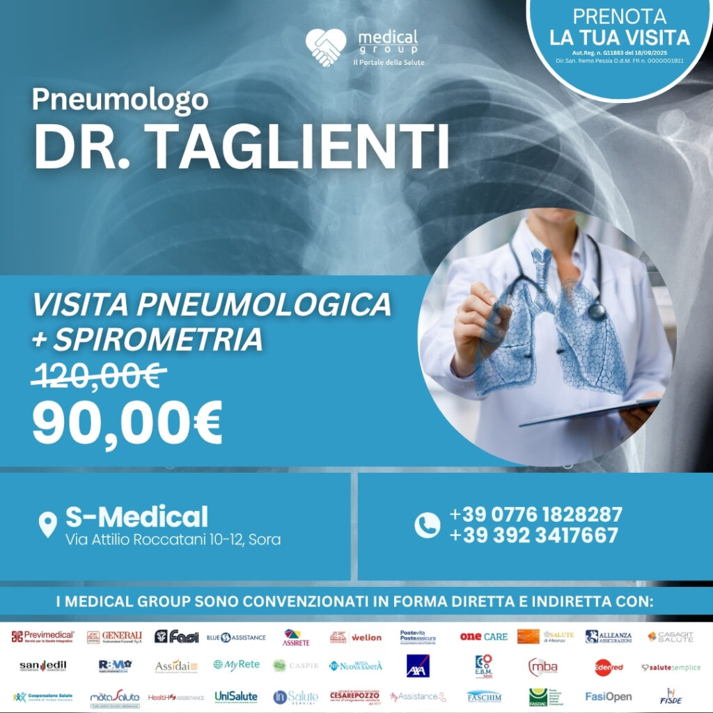 Tariffe del Mese Poliambulatorio S-Medical Sora VISITA PNEUMOLOGICA + SPIROMETRIA - Dr.Taglienti