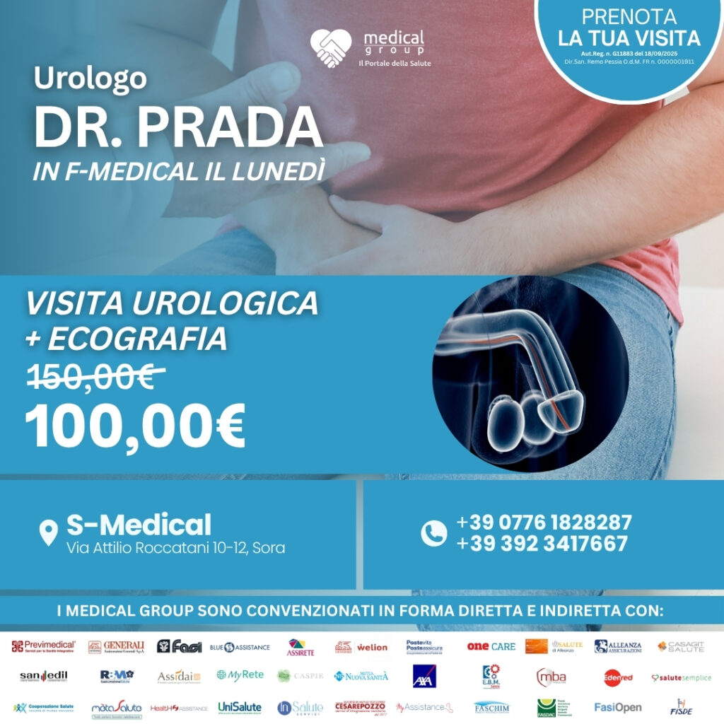 Tariffe del Mese Poliambulatorio S-Medical Sora VISITA UROLOGICA + ECOGRAFIA - DR. PRADA