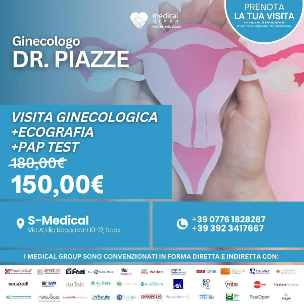 Tariffe del Mese Poliambulatorio S-Medical Sora VISITA ginecologica +Ecografia + Pap test - Dr. Piazze