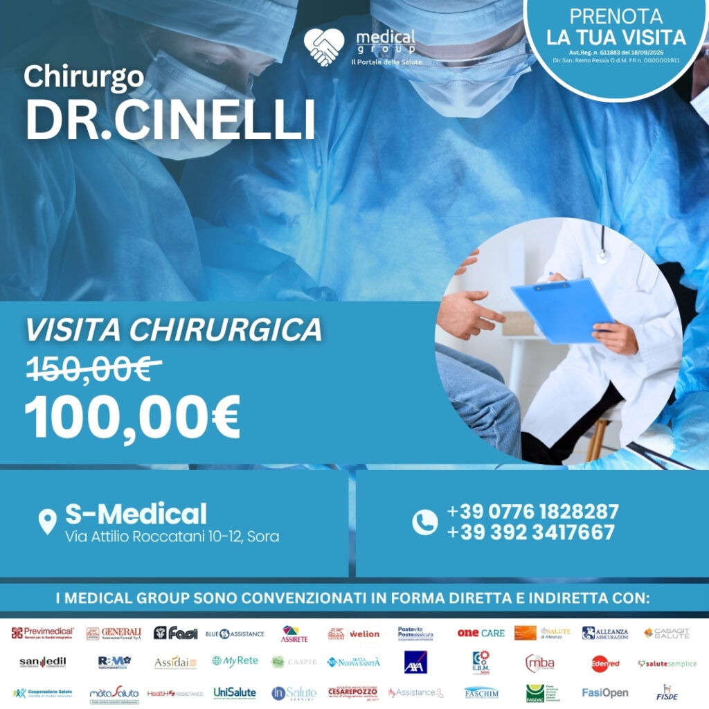 Tariffe del Mese Poliambulatorio S-Medical Sora Visita Chirurgica - Dr.Cinelli