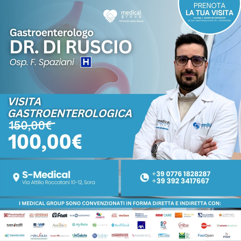 Tariffe del Mese Poliambulatorio S-Medical Sora Visita Gastroenterologica - Dr. Di Ruscio