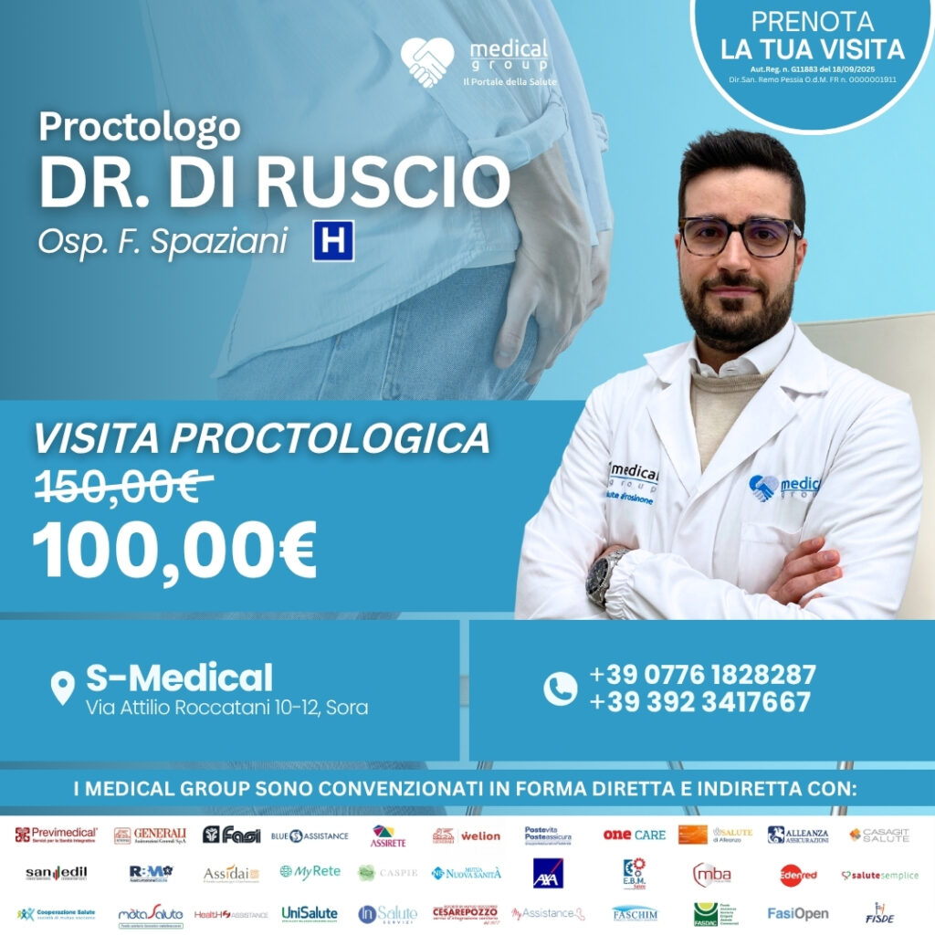 Tariffe del Mese Poliambulatorio S-Medical Sora Visita Proctologica - Dr. Di Ruscio