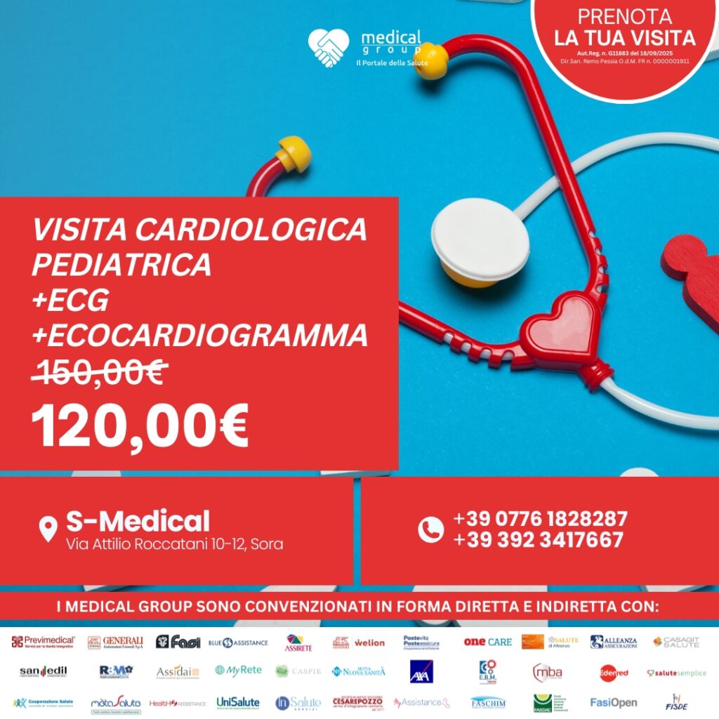 Tariffe del Mese Poliambulatorio S-Medical VISITA CARDIOLOGICA PEDIATRICA + ECG + ECOCARDIOGRAMMA