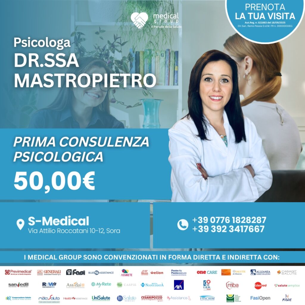 Tariffe del Mese Poliambulatorio S-Medical Sora - PRIMA CONSULENZA PSICOLOGICA - DR.ssa Mastropietro