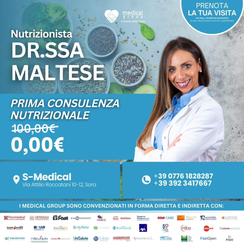 Tariffe del Mese Poliambulatorio S-Medical Sora Prima Consulenza Nutrizionale - Dr.ssa Maltese