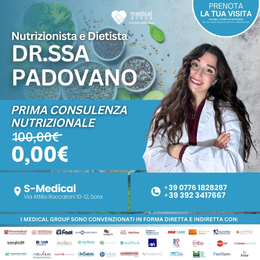 Tariffe del Mese Poliambulatorio S-Medical Sora Prima Consulenza Nutrizionale - Dr.ssa padovano