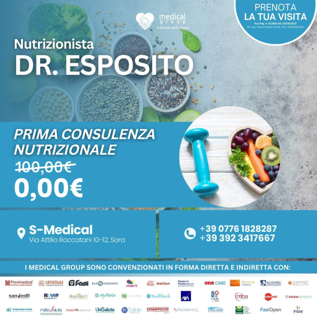 Tariffe del Mese Poliambulatorio S-Medical Sora Prima Consulenza Nutrizionale - Dr.Esposito
