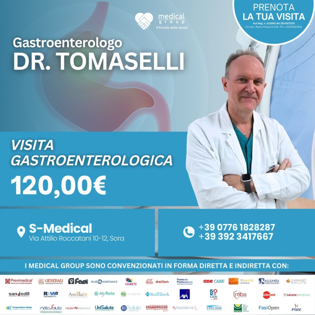 Tariffe del Mese Poliambulatorio S-Medical Sora Visita Gastroenterologica - Dr. Tomaselli