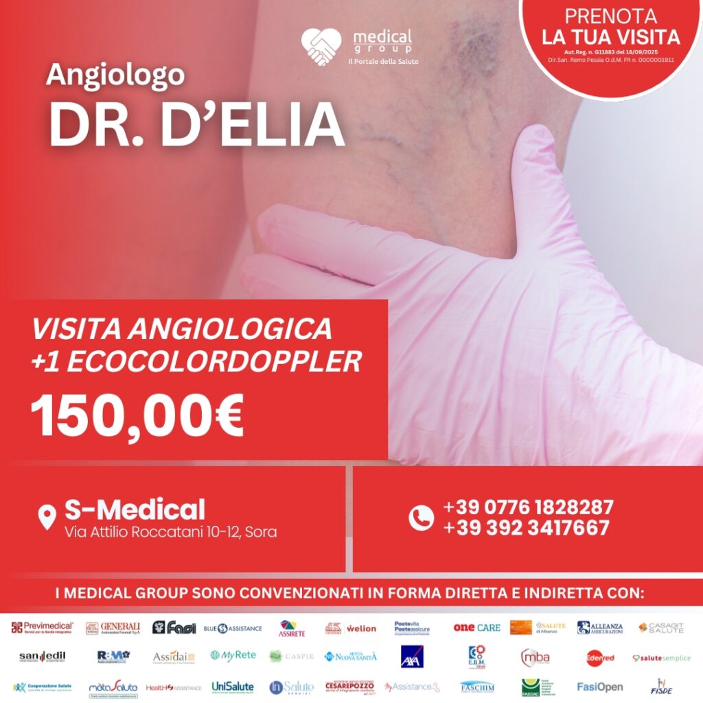 Tariffe del Mese Poliambulatorio S-Medical VISITA ANGIOLOGICA CON 1 ECOCOLORDOPPLER DOTT D'ELIA