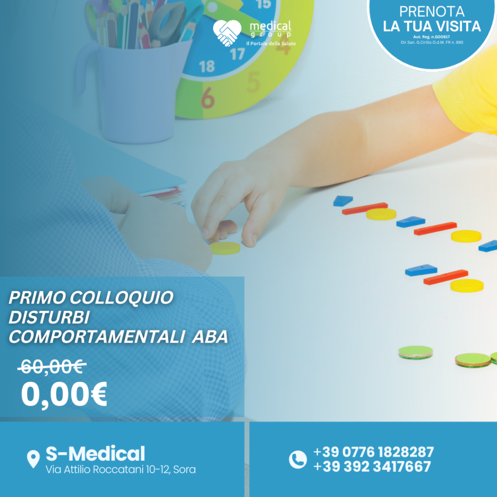 Tariffe del Mese Centro Multiservizi Riabilitativo Pediatrico S-Medical PRIMO COLLOQUIO DISTURBI COMPORTAMENTALI ABA