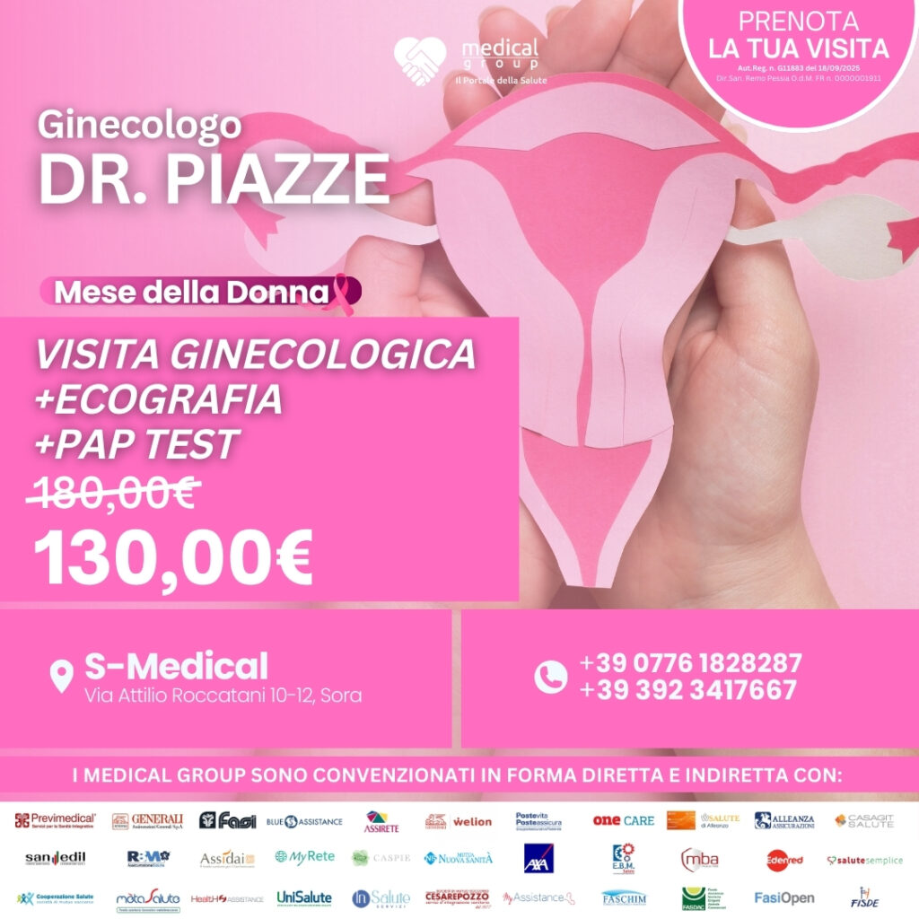 Tariffe del Mese Poliambulatorio S-Medical Sora VISITA ginecologica +Ecografia + Pap test - Dr. Piazze