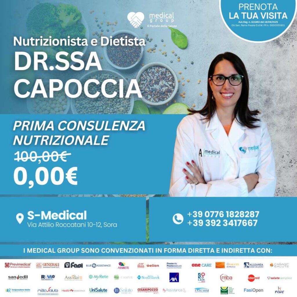 Tariffe del Mese Poliambulatorio S-Medical Sora Prima Consulenza Nutrizionale - Dr.ssa Capoccia