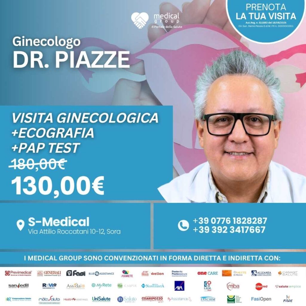 Tariffe del Mese Poliambulatorio S-Medical Sora VISITA ginecologica +Ecografia + Pap test - Dr. Piazze