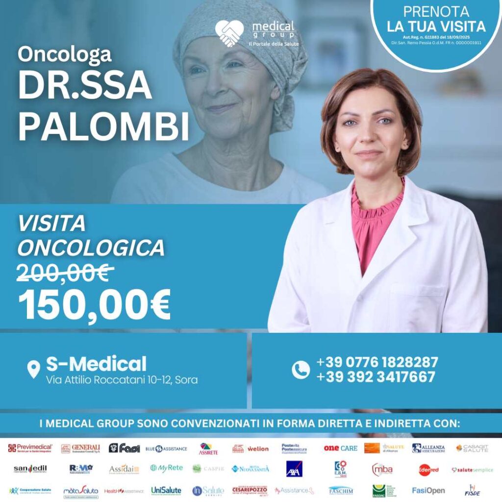 Tariffe del Mese Poliambulatorio S-Medical Sora Visita oncologica- Dr.ssa Palombi